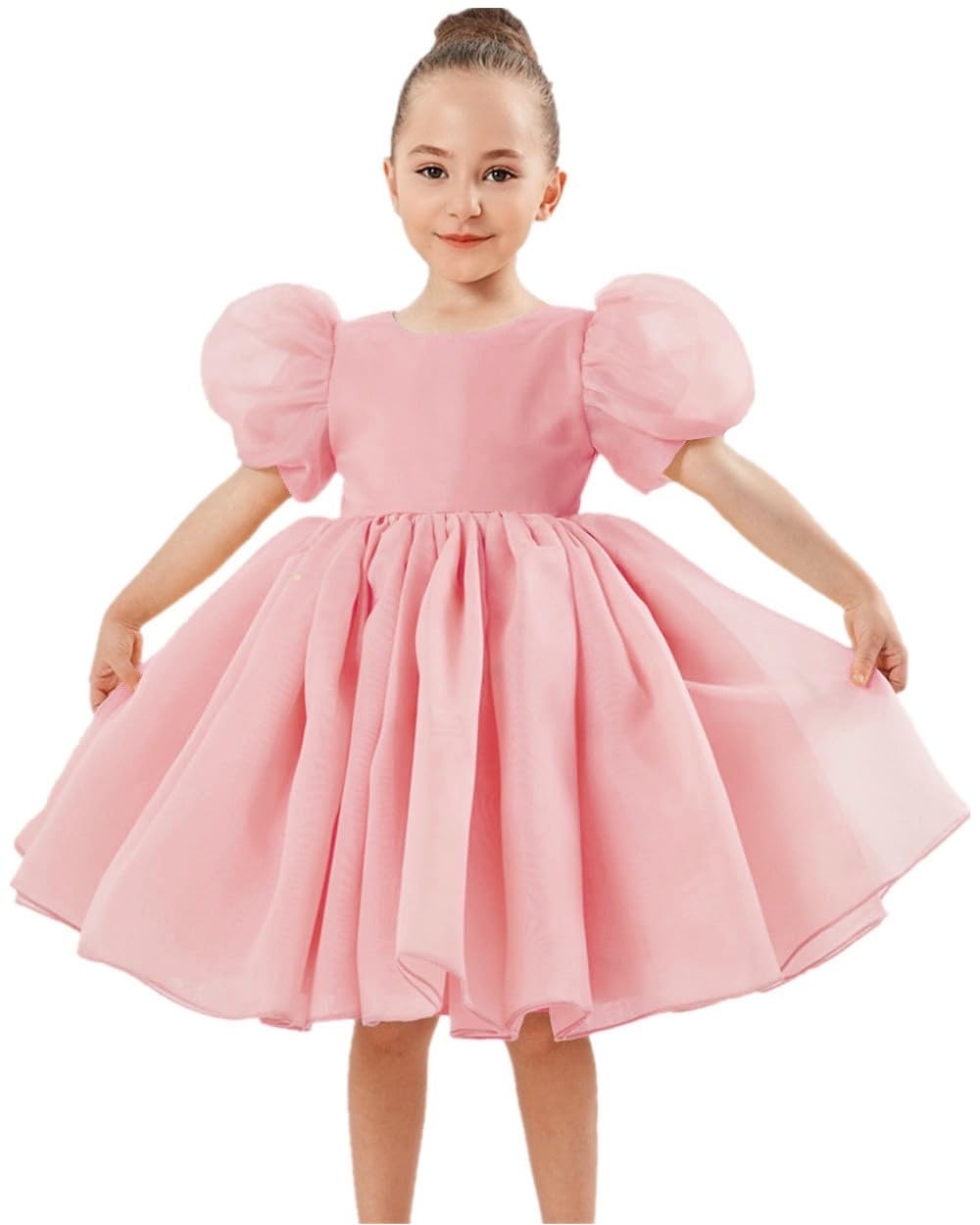 2Bunnies Organza Tulle Babydoll Girl Dress in Pink