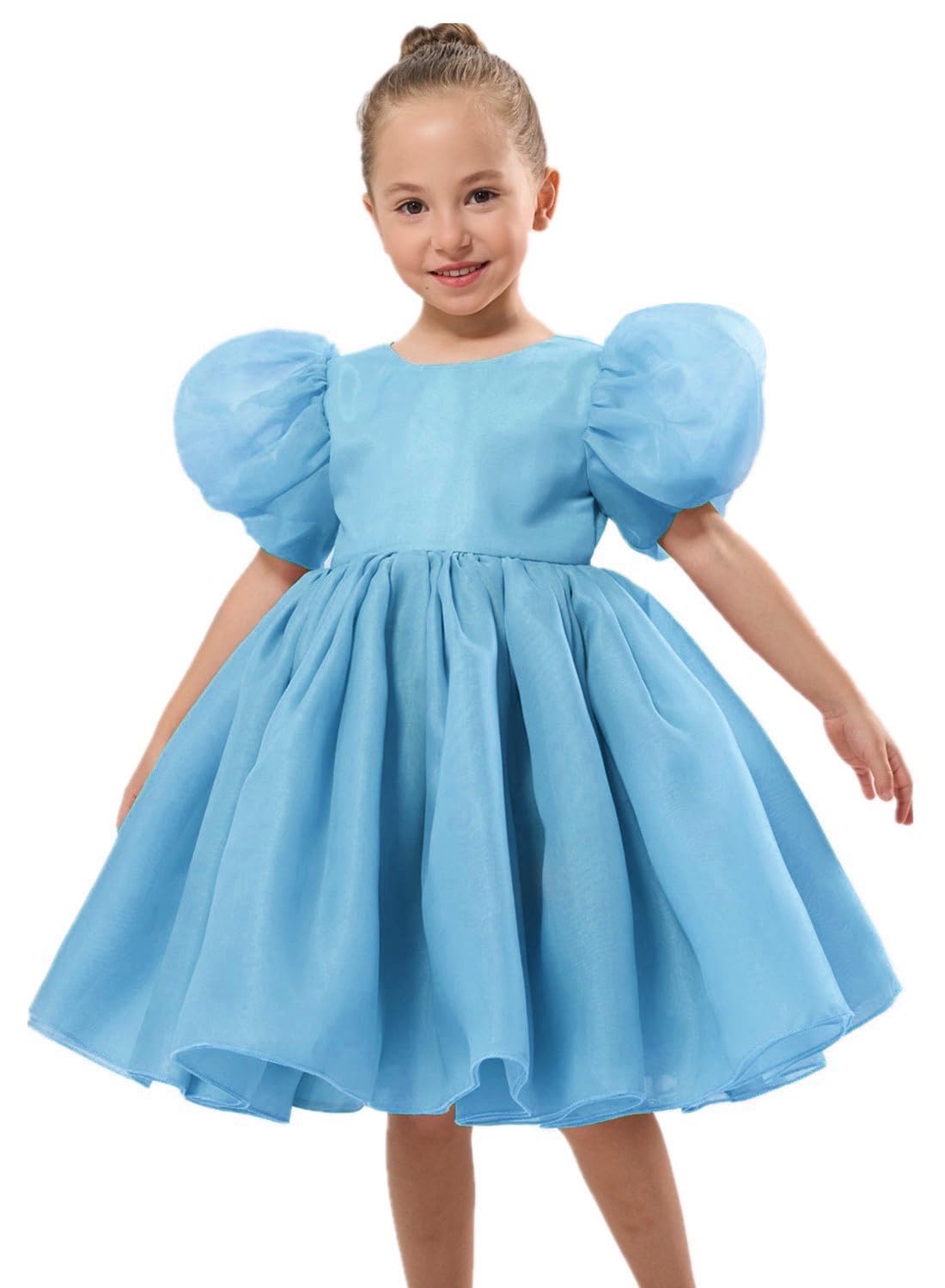 2Bunnies Girls' Organza Puff Sleeve Babydoll Dress