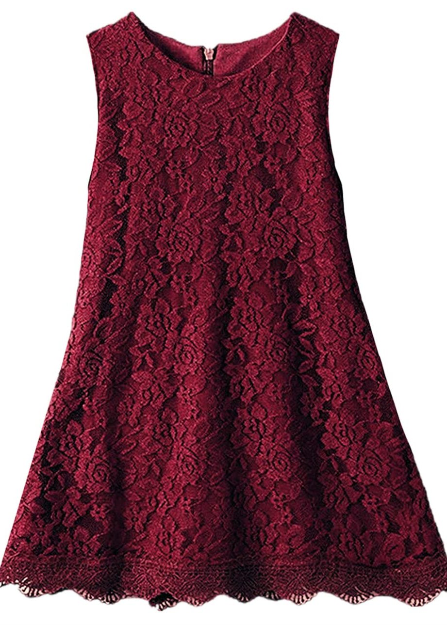 Violet Lace Boho Girl Dress in Burgundy