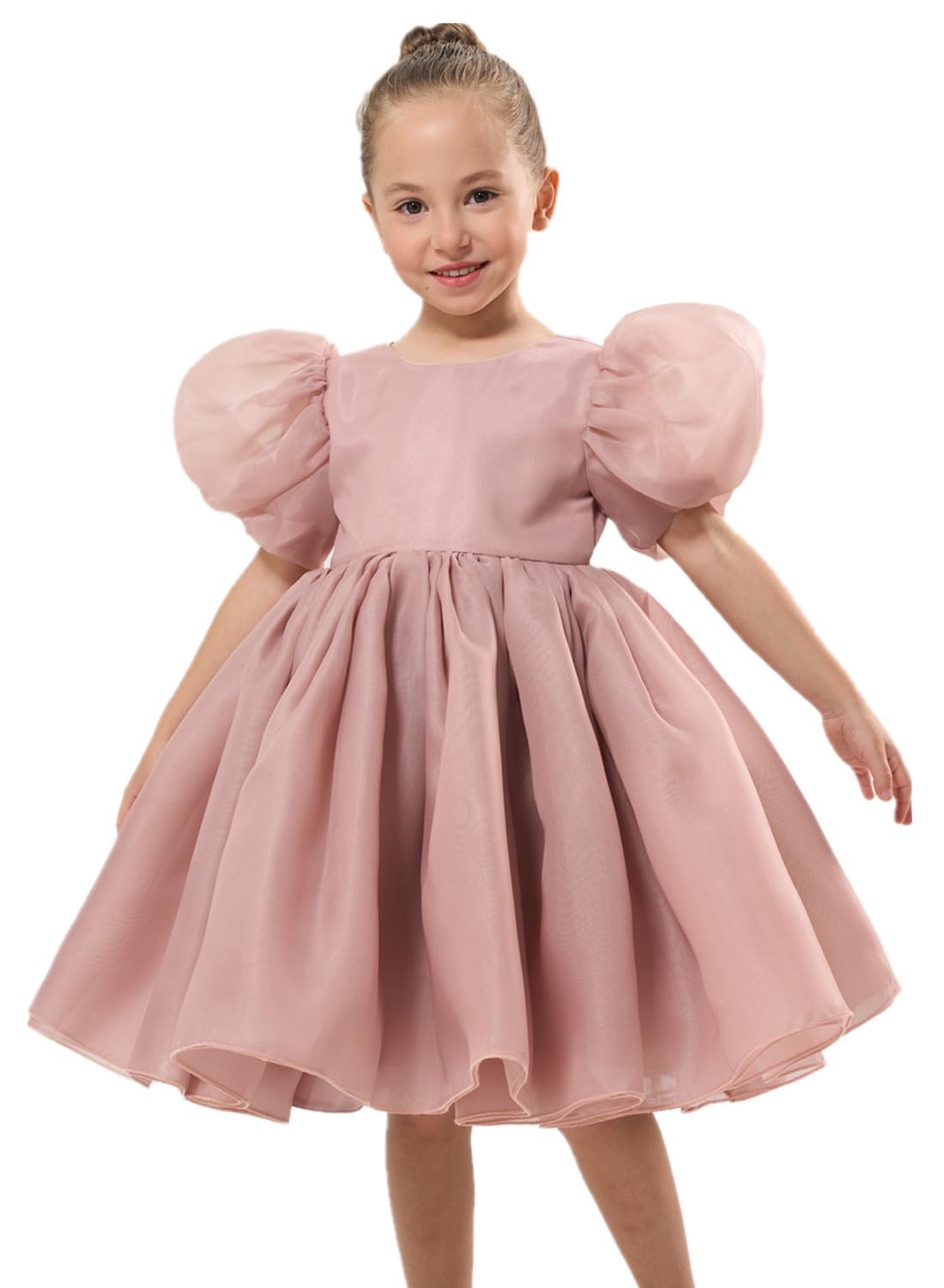 2Bunnies Girls' Organza Puff Sleeve Babydoll Fit & Flare Dress