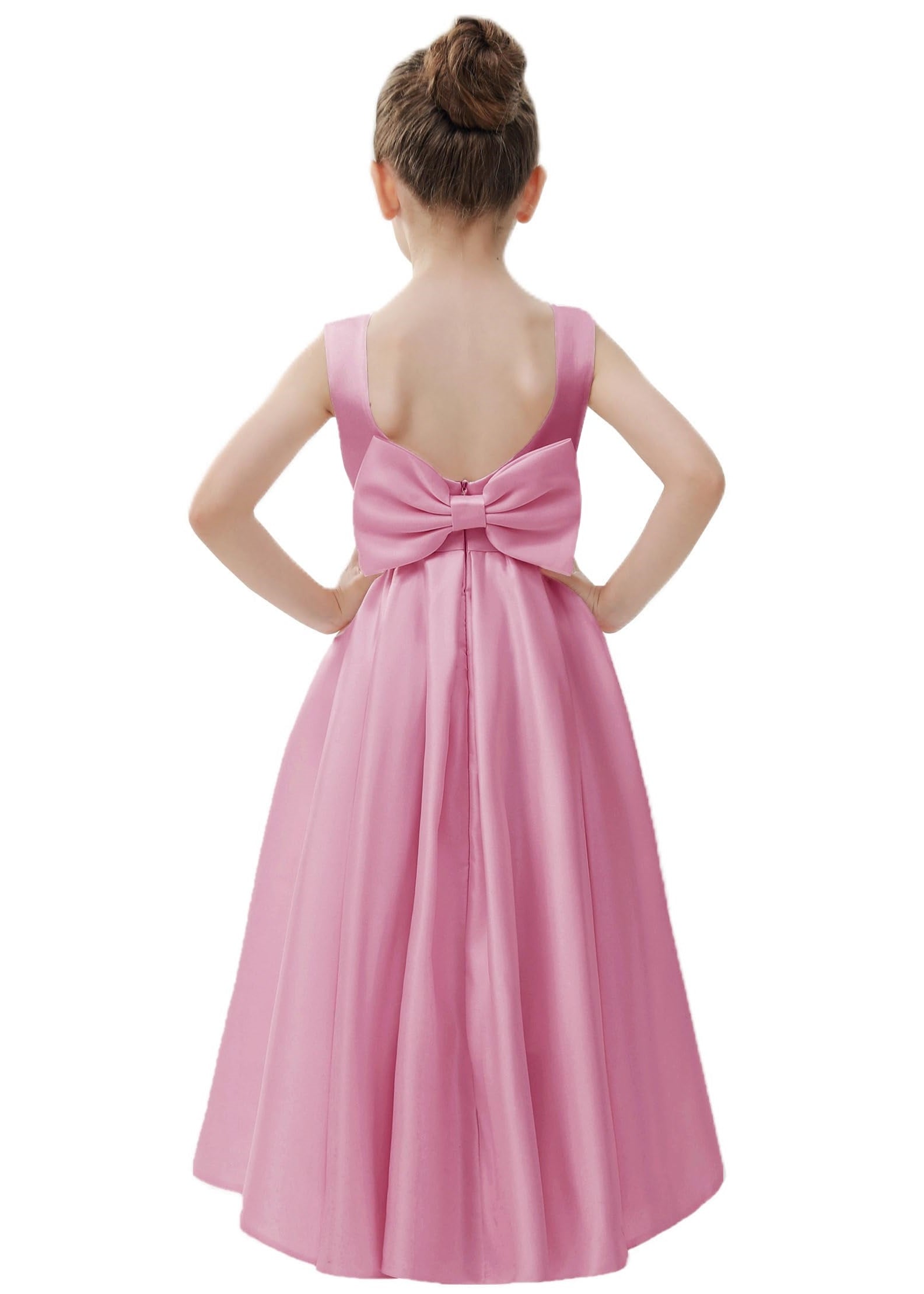 2Bunnies Girls' Satin Bow-Knot Sleeveless Maxi Dress