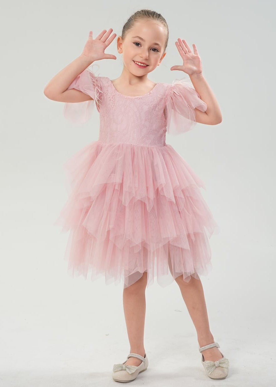 Paisley Lace Flower Girl Dress in Pink