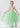 One Shoulder Adjustable Strap Embroidered Girl Dress in Green