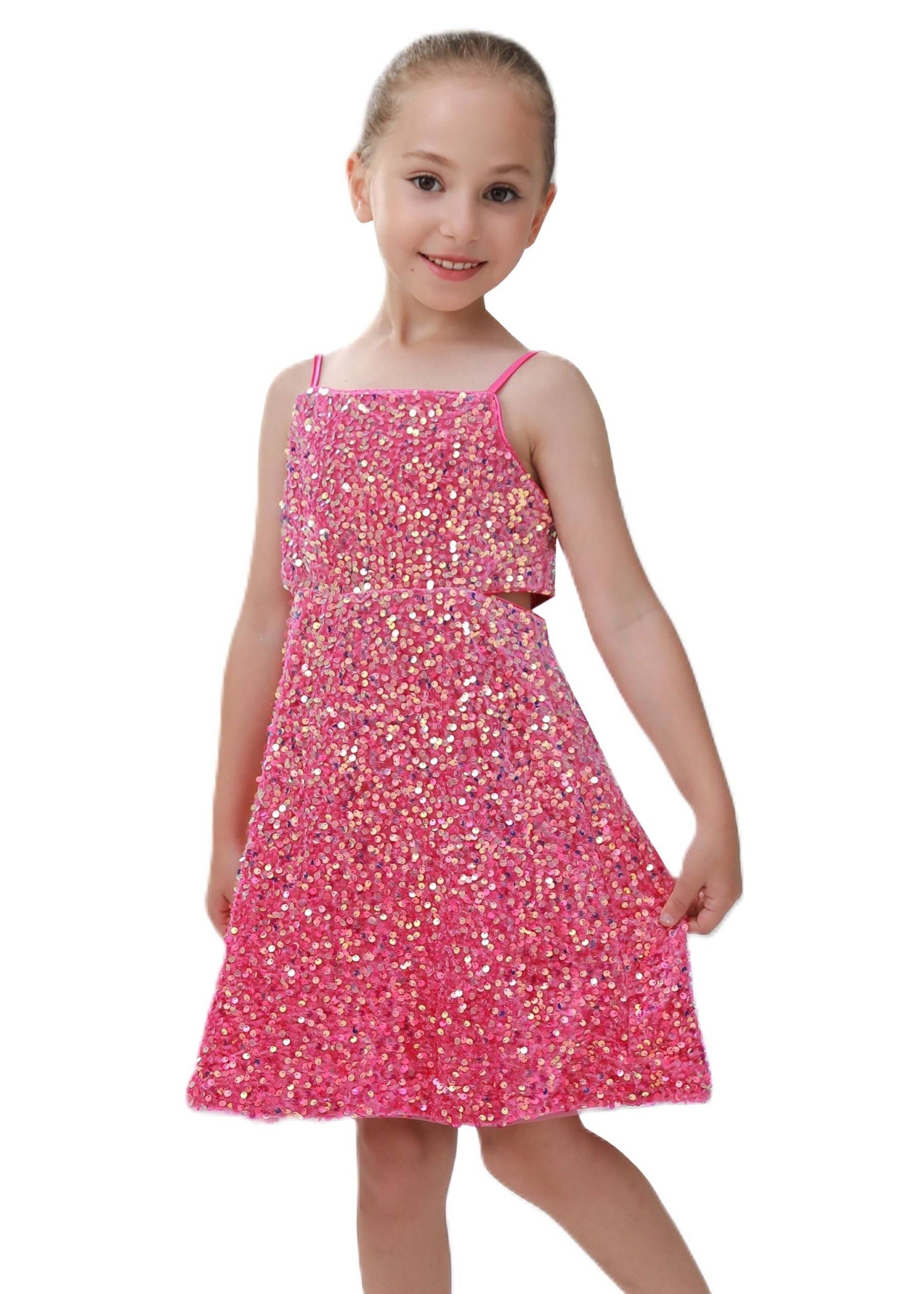 2Bunnies Girls' Side Cut Out Sequin Dress