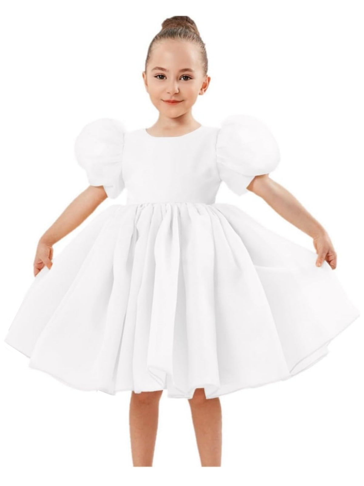 2Bunnies Girls' Organza Puff Sleeve Babydoll Fit & Flare Dress