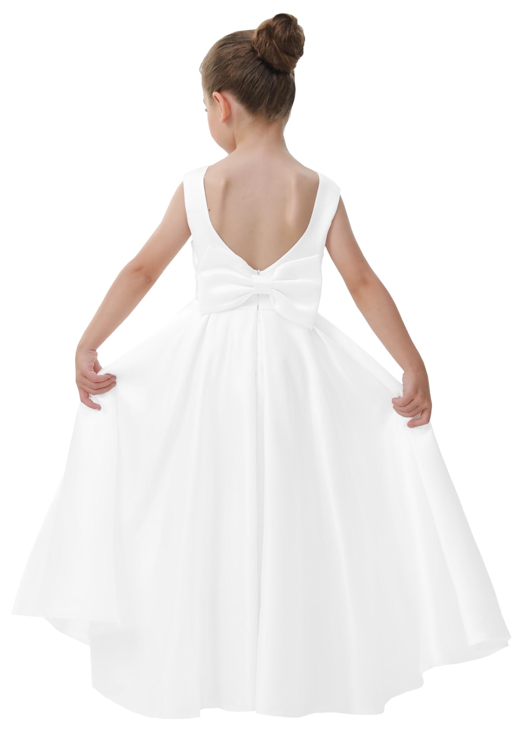 2Bunnies Girls' Satin Bow-Knot Sleeveless Maxi Dress